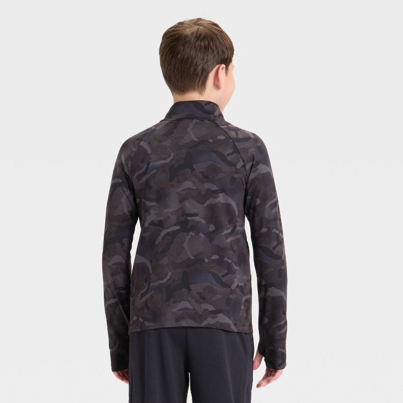 slide 2 of 3, Boys' Soft Stretch 1/4 Zip Pullover - All In Motion™ Black Camo S, 1 ct