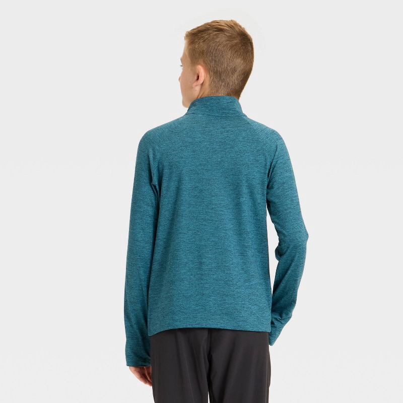 slide 2 of 3, Boys' Soft Stretch 1/4 Zip Pullover - All In Motion™ Teal Green M, 1 ct