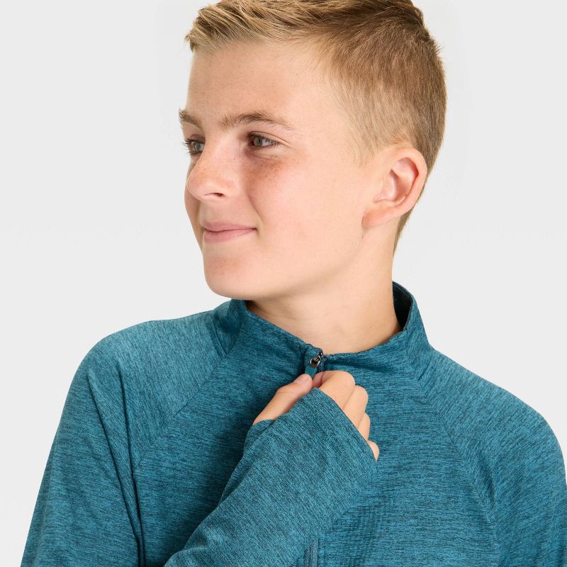 slide 3 of 3, Boys' Soft Stretch 1/4 Zip Pullover - All In Motion™ Teal Green XL, 1 ct