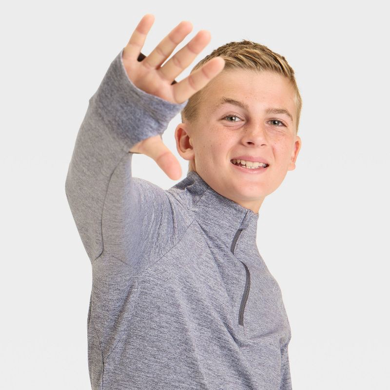 slide 3 of 3, Boys' Soft Stretch 1/4 Zip Pullover - All In Motion™ Gray S, 1 ct