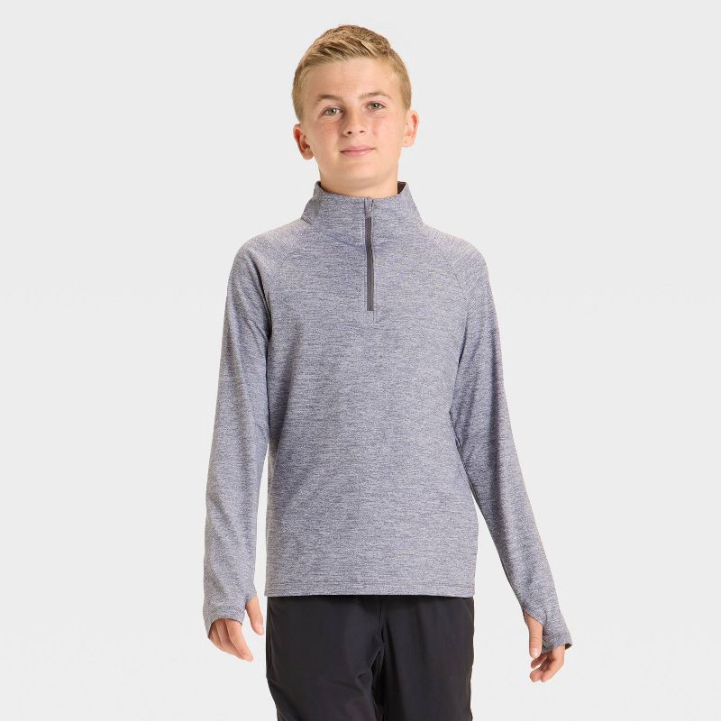 slide 1 of 3, Boys' Soft Stretch 1/4 Zip Pullover - All In Motion™ Gray XL, 1 ct