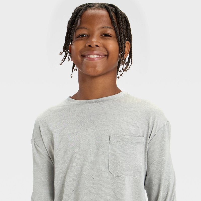 slide 2 of 3, Boys' Long Sleeve Ventilated T-Shirt - All In Motion™ Gray M, 1 ct