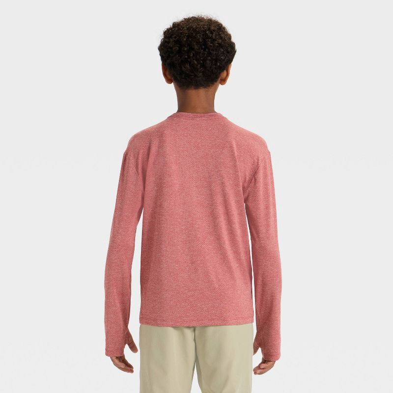 slide 2 of 3, Boys' Long Sleeve Ventilated T-Shirt - All In Motion™ Dark Red L, 1 ct