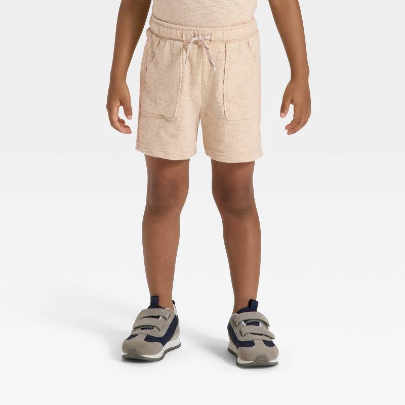 slide 2 of 4, Toddler Boys' Short Sleeve Hooded Shirt and Shorts Set - Cat & Jack™ Khaki 4T, 1 ct