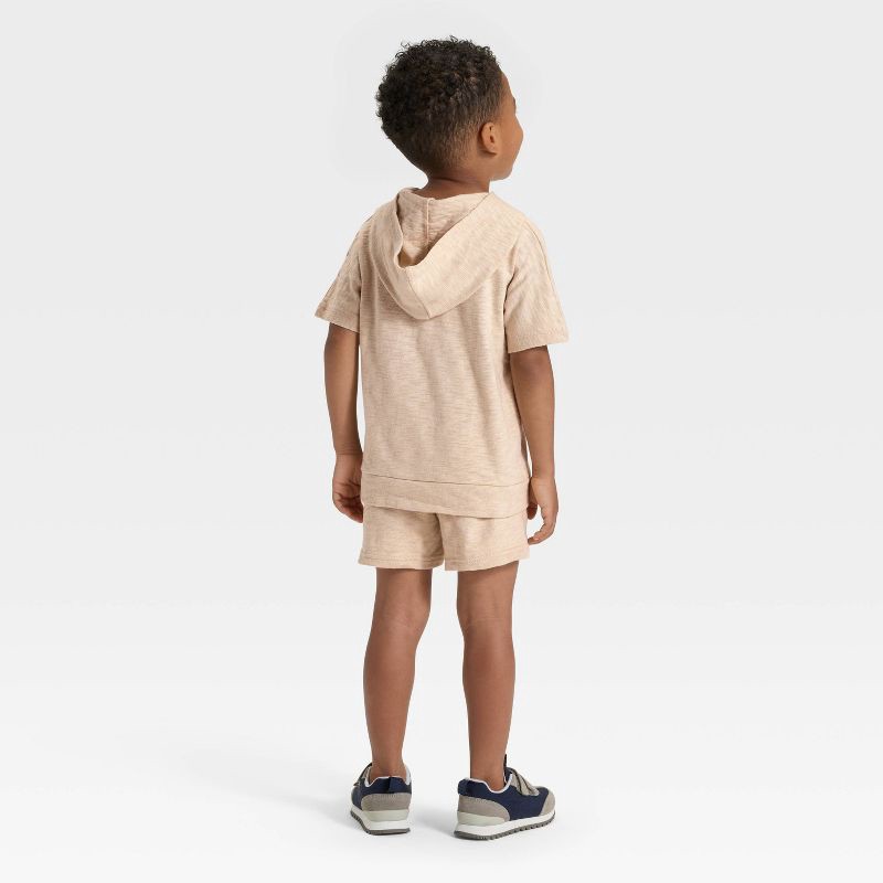 slide 2 of 4, Toddler Boys' Short Sleeve Hooded Shirt and Shorts Set - Cat & Jack™ Khaki 5T, 1 ct