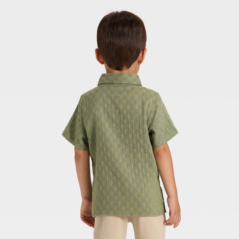slide 2 of 3, Toddler Boys' Short Sleeve Woven Shirt - Cat & Jack™ Green 12M, 1 ct