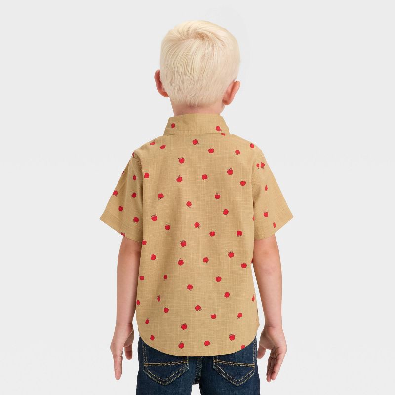 slide 3 of 3, Toddler Boys' Short Sleeve Slub Poplin Woven Shirt - Cat & Jack™ Brown 12M, 1 ct