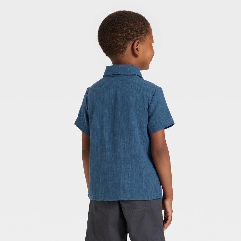 slide 2 of 3, Toddler Boys' Short Sleeve Woven Shirt - Cat & Jack™ Blue 4T, 1 ct