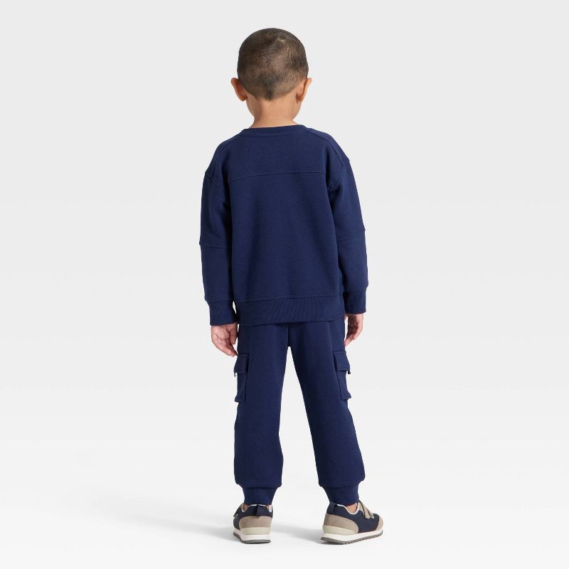slide 3 of 4, Toddler Boys' Pocket Crewneck Sweatshirt and Joggers Set - Cat & Jack™ Navy Blue 18M, 1 ct