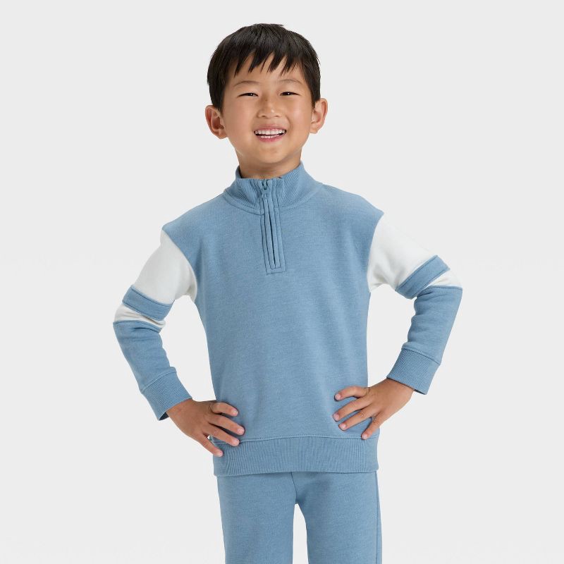 slide 4 of 4, Toddler Boys' Fleece Sweatshirt and Pants Set - Cat & Jack™ Steel Blue 3T, 1 ct