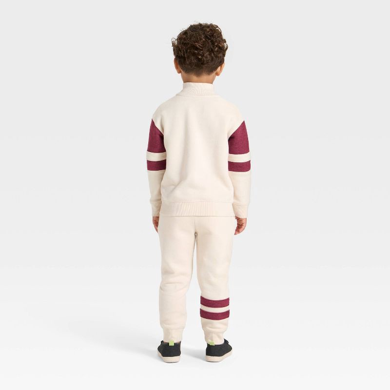 slide 3 of 4, Toddler Boys' Fleece Sweatshirt and Pants Set - Cat & Jack™ Beige 18M, 1 ct