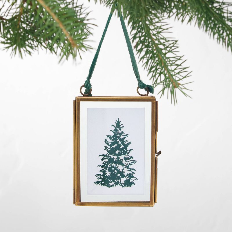 slide 3 of 3, Hearth & Hand with Magnolia Brass and Glass Portrait Frame Ornament - Hearth & Hand™ with Magnolia, 1 ct