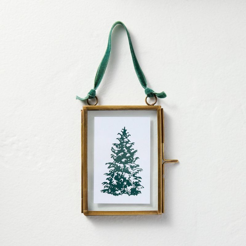 slide 1 of 3, Hearth & Hand with Magnolia Brass and Glass Portrait Frame Ornament - Hearth & Hand™ with Magnolia, 1 ct