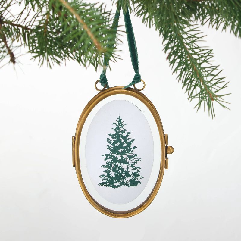 slide 3 of 3, Hearth & Hand with Magnolia Brass and Glass Oval Frame Ornament - Hearth & Hand™ with Magnolia, 1 ct