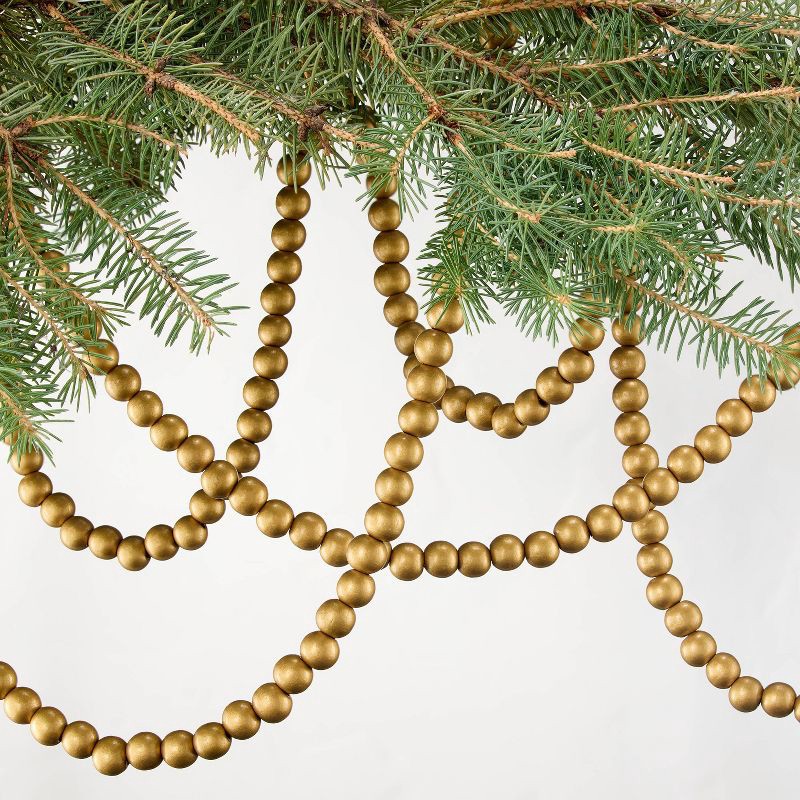 slide 3 of 3, Hearth & Hand with Magnolia 12' Brass Bead Garland - Hearth & Hand™ with Magnolia, 1 ct