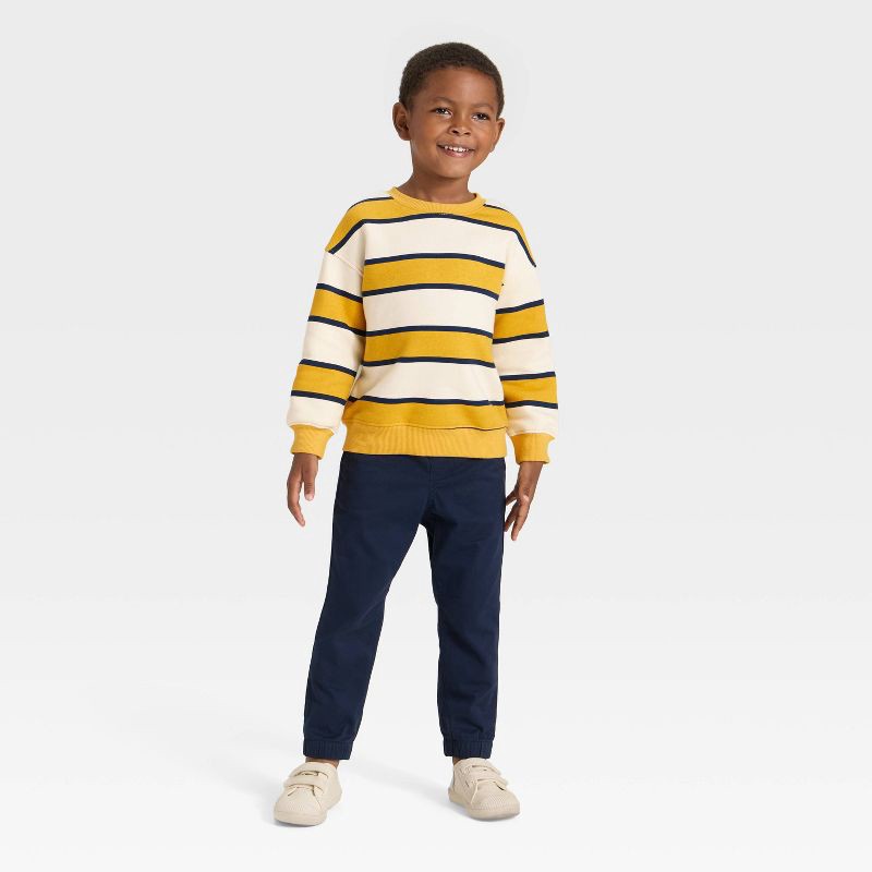 slide 3 of 3, Toddler Boys' Fleece Crew Sweatshirt - Cat & Jack™ Gold/Cream 3T, 1 ct
