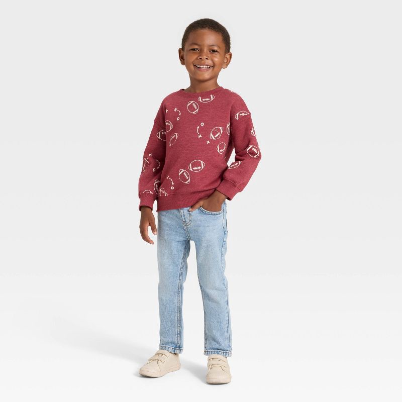slide 3 of 3, Toddler Boys' Fleece Crew Sweatshirt - Cat & Jack™ Maroon 3T, 1 ct