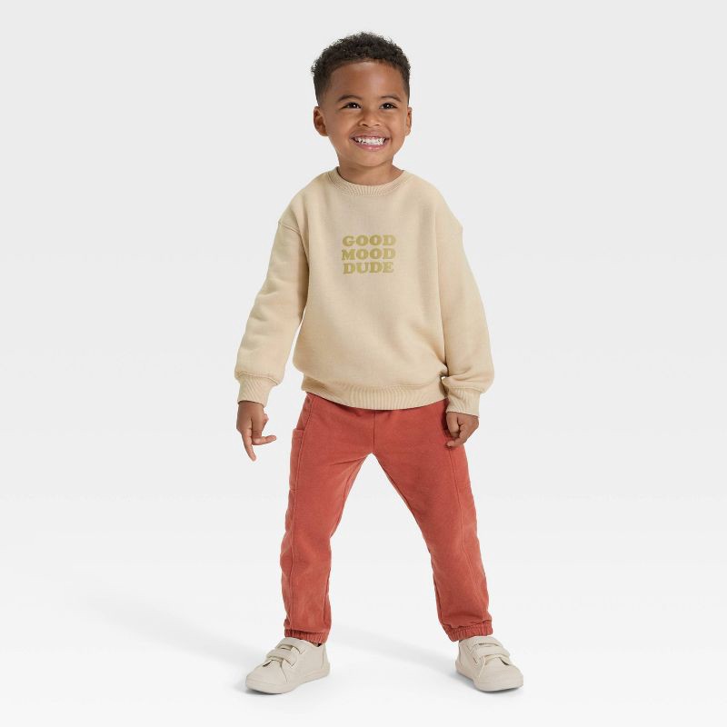 slide 2 of 4, Toddler Boys' Fleece Crew Sweatshirt - Cat & Jack™ Khaki 12M, 1 ct
