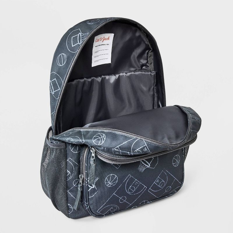 slide 3 of 4, Boys' 16" Two Pocket Basketball Printed Backpack - Cat & Jack™ Charcoal Gray, 1 ct