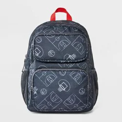 Boys' 16" Two Pocket Basketball Printed Backpack - Cat & Jack™ Charcoal Gray