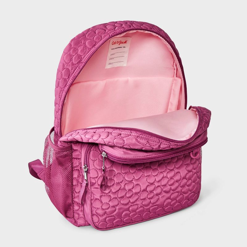 slide 3 of 4, Girls' 16" Two Pocket Quilted Flowers Backpack - Cat & Jack™ Maroon, 1 ct