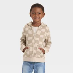 Toddler Boys' Fleece Zip-Up Hoodie Sweatshirt - Cat & Jack™ Khaki 4T
