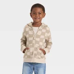 Toddler Boys' Fleece Zip-Up Hoodie Sweatshirt - Cat & Jack™ Khaki 4T