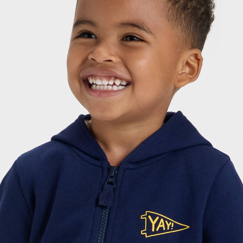 slide 2 of 4, Toddler Boys' Fleece Zip-Up Hoodie Sweatshirt - Cat & Jack™ Navy 2T, 1 ct
