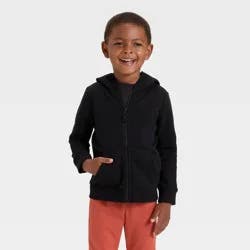 Toddler Boys' Fleece Zip-Up Hoodie Sweatshirt - Cat & Jack™ Black 2T