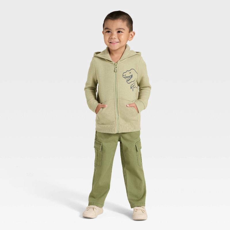slide 4 of 4, Toddler Boys' Fleece Zip-Up Hoodie Sweatshirt - Cat & Jack™ Olive 18M, 1 ct