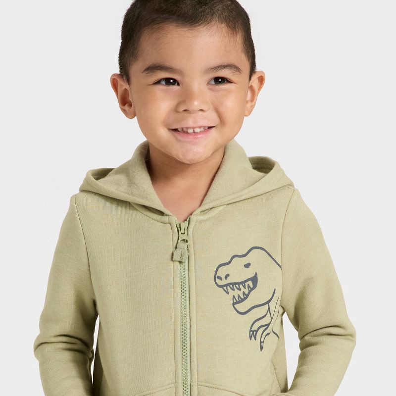 slide 2 of 4, Toddler Boys' Fleece Zip-Up Hoodie Sweatshirt - Cat & Jack™ Olive 5T, 1 ct