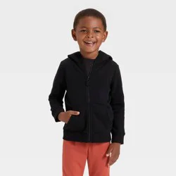 Toddler Boys' Fleece Zip-Up Hoodie Sweatshirt - Cat & Jack™ Black 3T