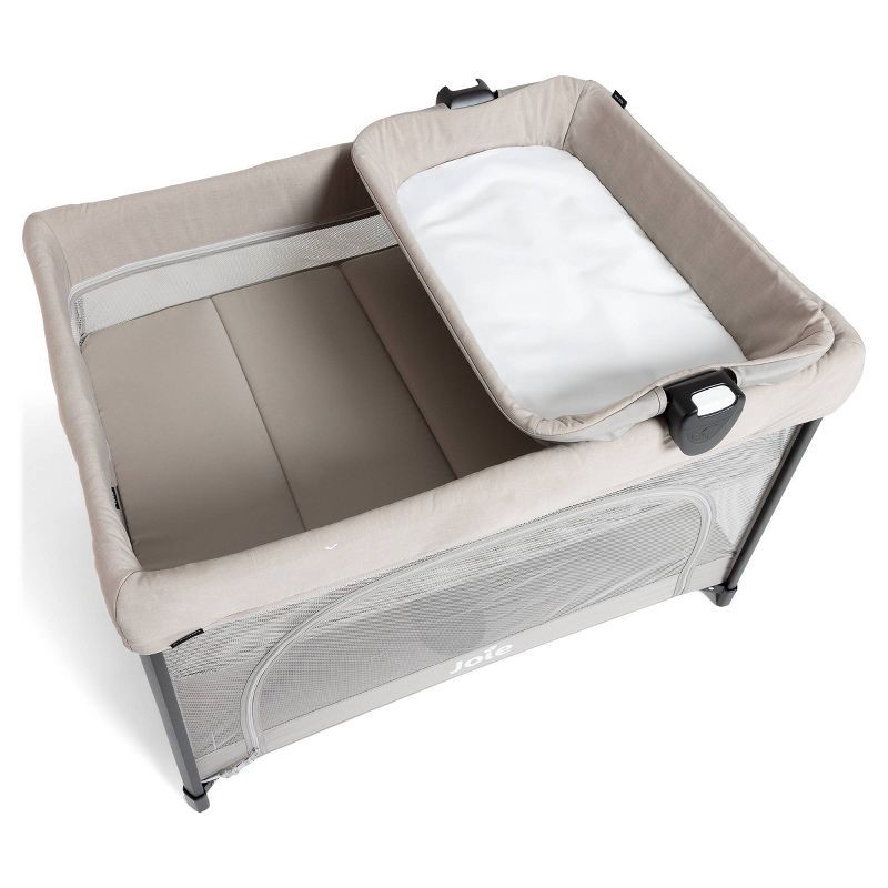 slide 4 of 12, Joie Sesame LX One-Hand Fold Playard with Bassinet & Folding Changer - Dove, 1 ct