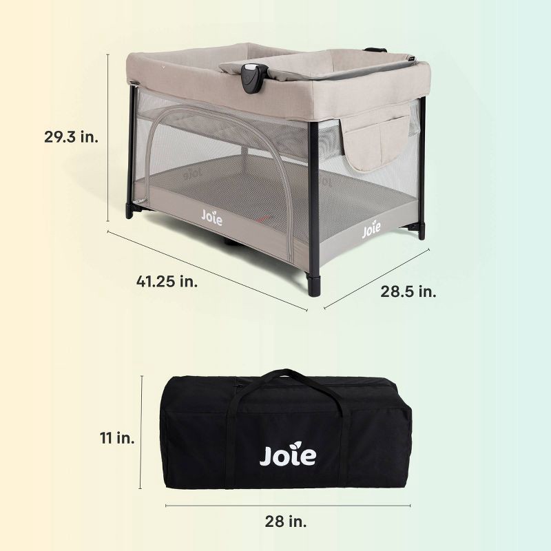 slide 8 of 12, Joie Sesame LX One-Hand Fold Playard with Bassinet & Folding Changer - Dove, 1 ct