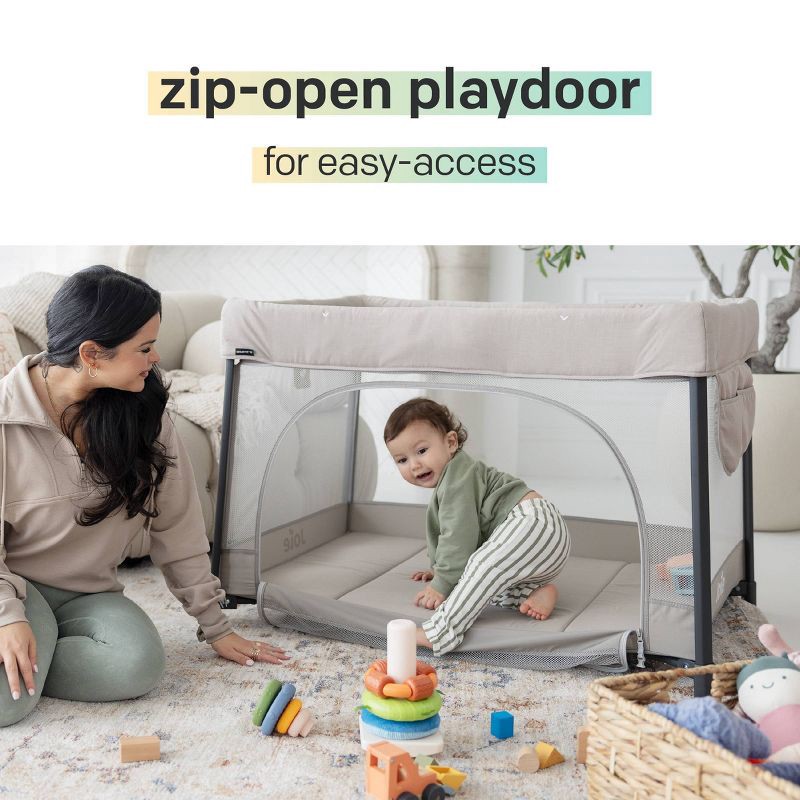 slide 9 of 12, Joie Sesame LX One-Hand Fold Playard with Bassinet & Folding Changer - Dove, 1 ct