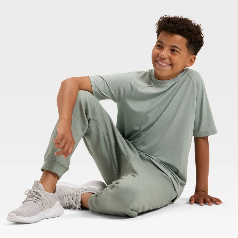 slide 3 of 3, Boys' Raglan T-Shirt - All In Motion™ Sage Green M, 1 ct