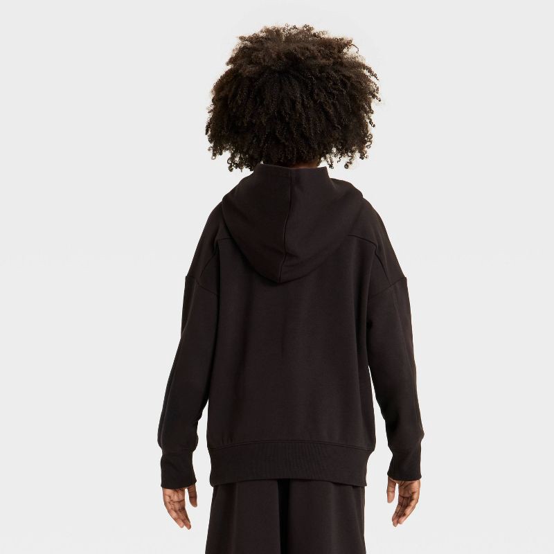 slide 2 of 3, Girls' Oversized Fleece Hoodie Sweatshirt - art class™ Black M, 1 ct