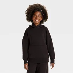 Girls&#x27; Oversized Fleece Hoodie Sweatshirt - art class™ Black M