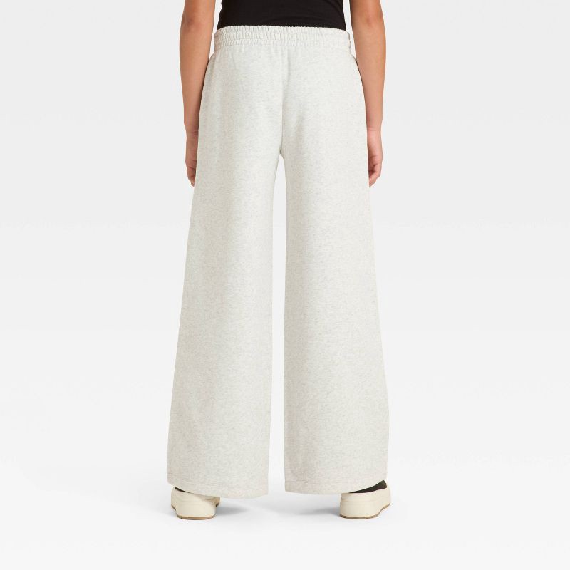 slide 2 of 3, Girls' Fleece Wide Leg Sweatpants - art class™ Heather Gray L, 1 ct
