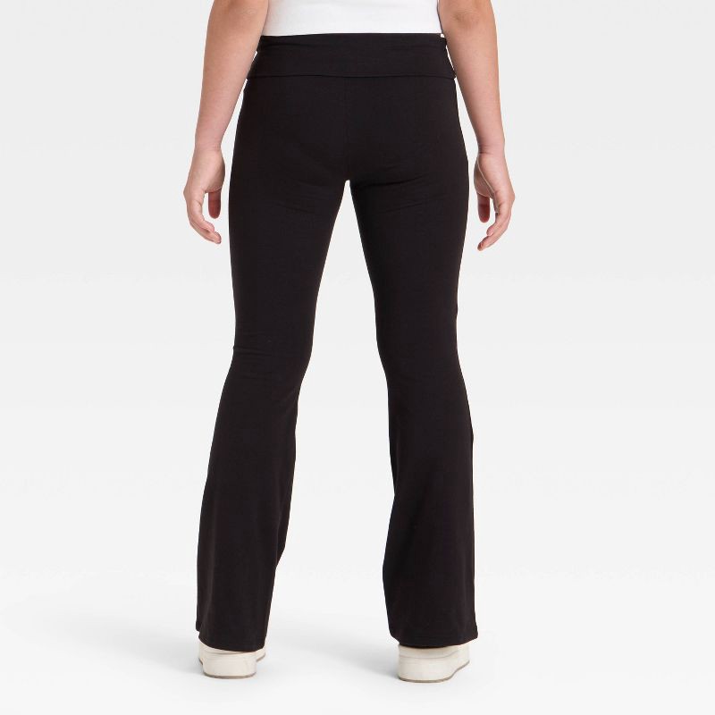 slide 2 of 3, Girls' Foldover Waist Flare Leggings - art class™ Black L, 1 ct