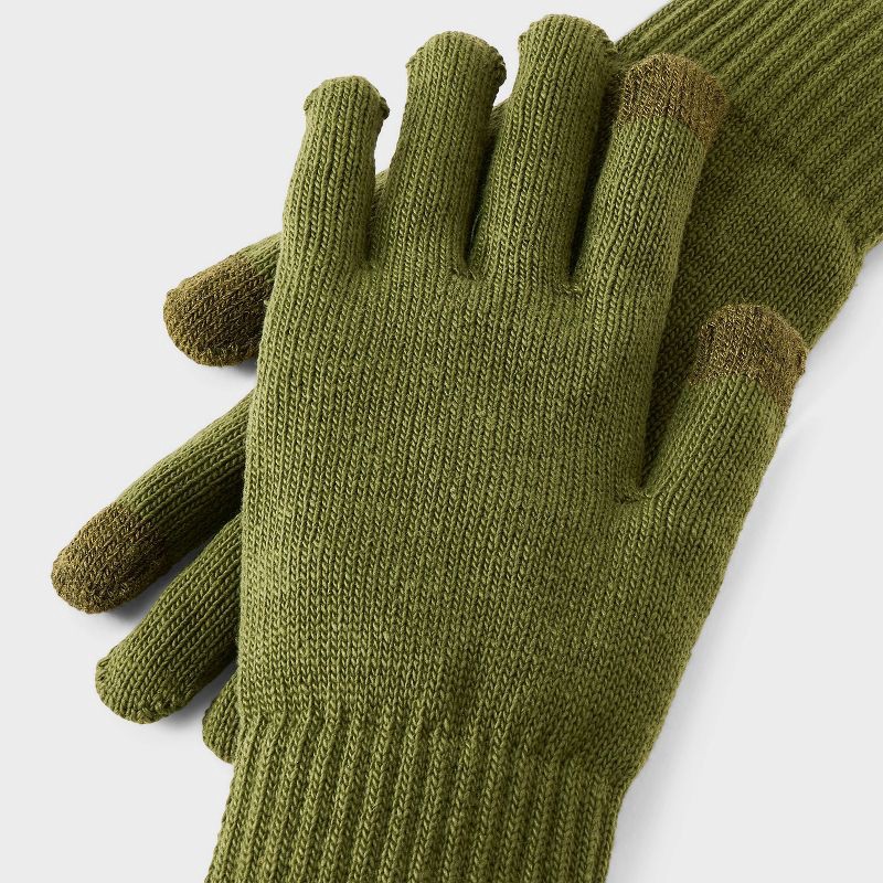 slide 2 of 3, Men's Classic Knit Touch Gloves - Goodfellow & Co™ Olive Green, 1 ct