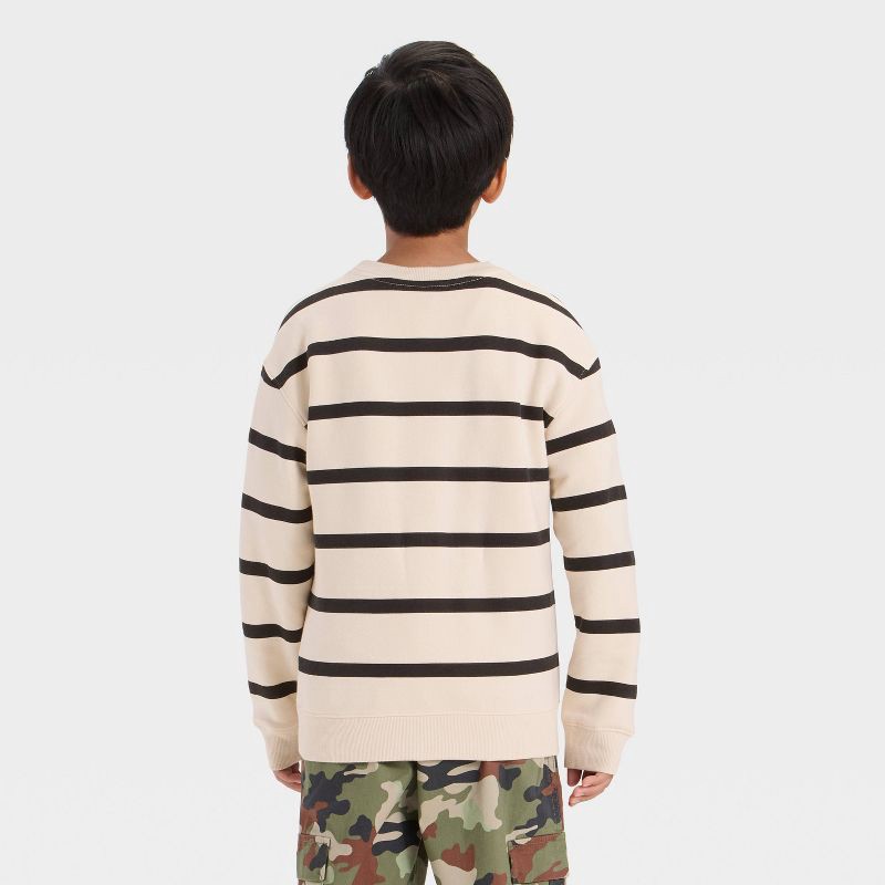 slide 2 of 3, Boys' Fleece Striped Sweatshirt - Cat & Jack™ Beige XS, 1 ct