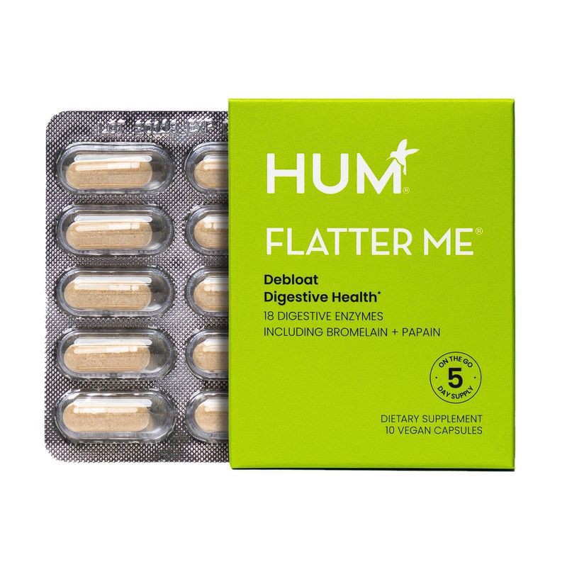 slide 2 of 3, HUM Nutrition Flatter Me Vegan Vitamin Capsules for Bloating Relief - Travel Size - 10ct, 10 ct