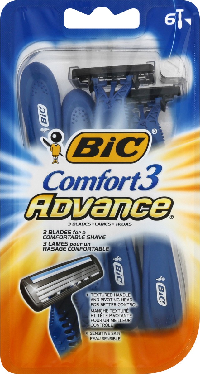 slide 1 of 11, BIC Comfort 3- Advanced For Men, 6 ct