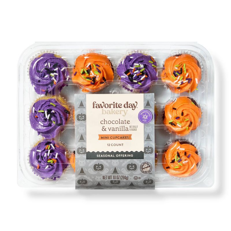 slide 1 of 4, Halloween Assorted Mini Cupcakes - 10oz/12ct - Favorite Day™, 12 ct; 10 oz