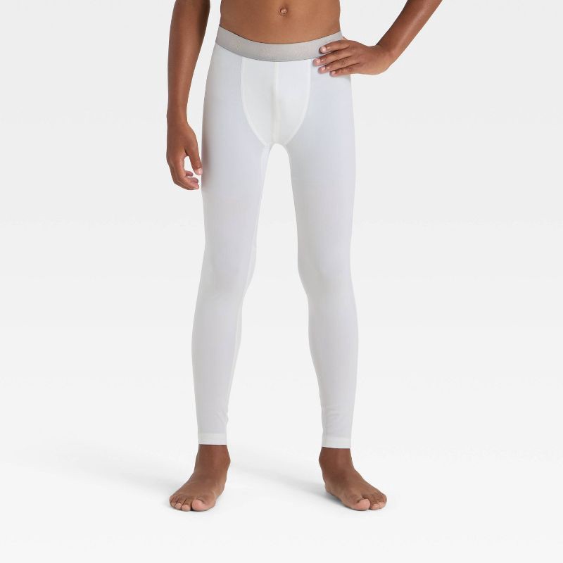 slide 1 of 3, Boys' Fitted Tight Leggings - All In Motion™ White S, 1 ct