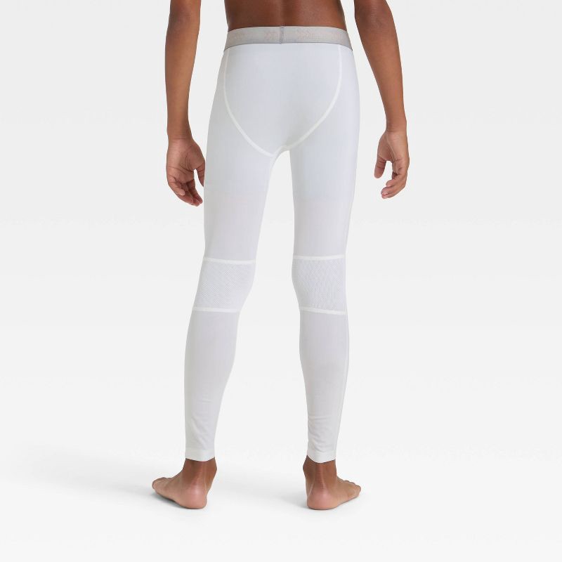 slide 2 of 3, Boys' Fitted Tight Leggings - All In Motion™ White L, 1 ct