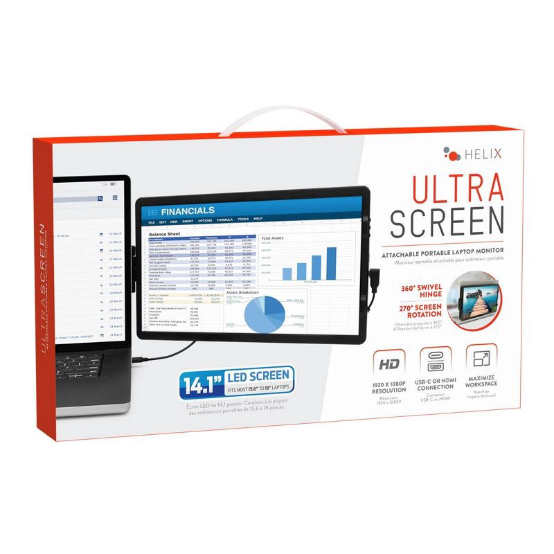 slide 1 of 5, Helix 14" Portable Monitor: IPS Panel, 1920x1080, USB-C & Mini HDMI, 1 ct