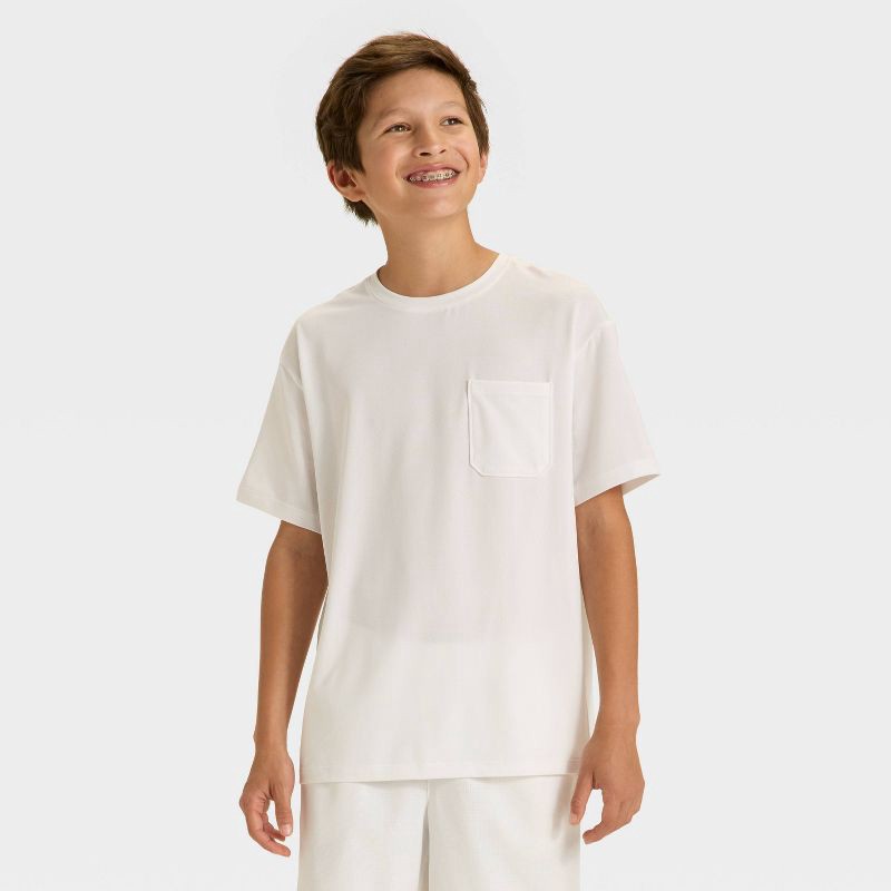 slide 1 of 3, Boys' Ventilated Pocket T-Shirt - All In Motion™ White S, 1 ct