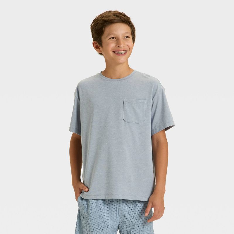 slide 1 of 3, Boys' Ventilated Pocket T-Shirt - All In Motion™ Sage Green XS, 1 ct